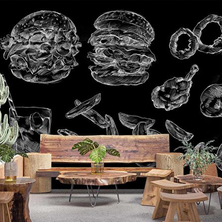 Fast-Food Konulu Duvar Kağıdı Baskı