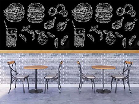 Fast-Food Konulu Duvar Kağıdı Baskı