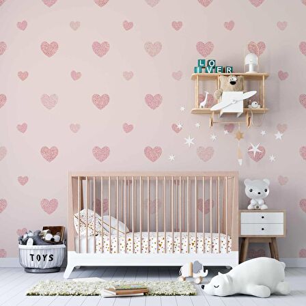 Kalp Desenli Çocuk Odası Duvar Kağıdı Baskı