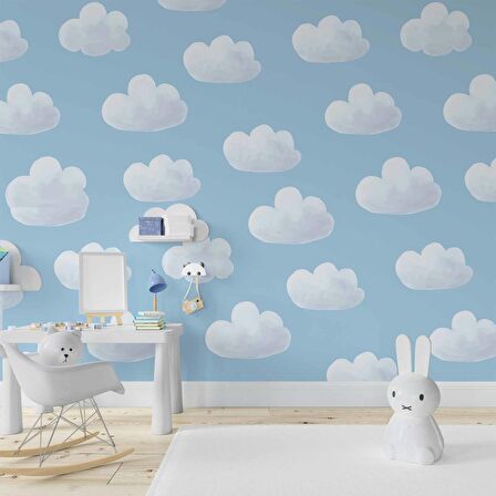 Bulut Desenli Çocuk Odası Duvar Kağıdı Baskı