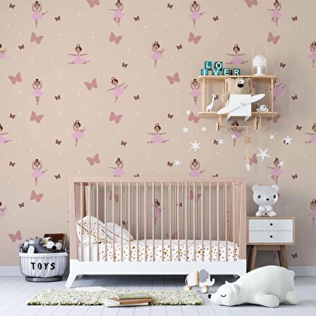 Balerin Kız Temalı Çocuk Odası Duvar Kağıdı Baskı