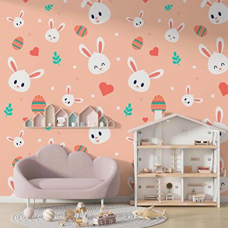 Tavşan Desenli Çocuk Odası Duvar Kağıdı Baskı