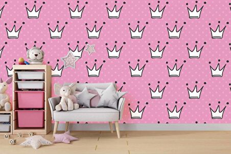 Prenses Tacı Temalı Çocuk Odası Duvar Kağıdı Baskı