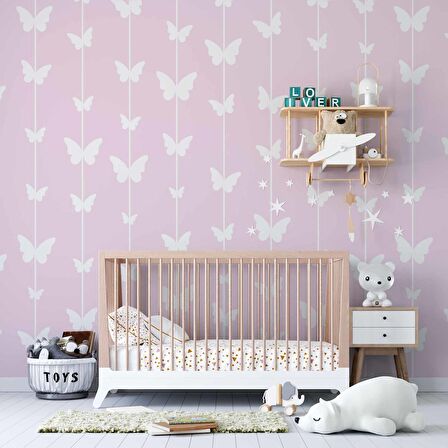 Kelebek Desenli Çocuk Odası Duvar Kağıdı Baskı