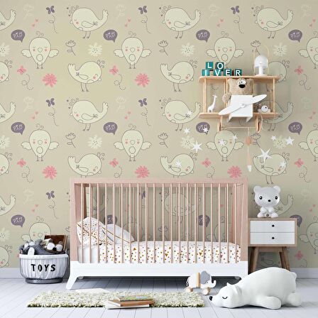 Civciv Desenli Çocuk Odası Duvar Kağıdı Baskı