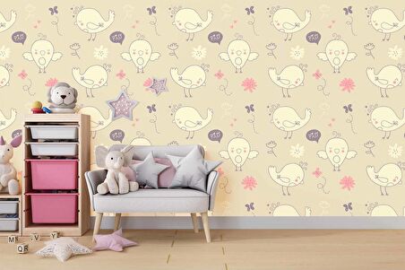 Civciv Desenli Çocuk Odası Duvar Kağıdı Baskı