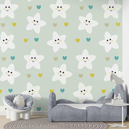 Yıldız Temalı Çocuk Odası Duvar Kağıdı Baskı