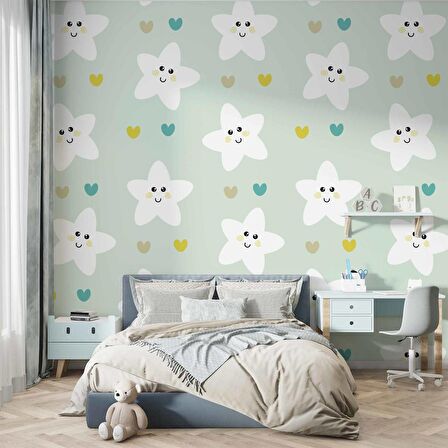 Yıldız Temalı Çocuk Odası Duvar Kağıdı Baskı