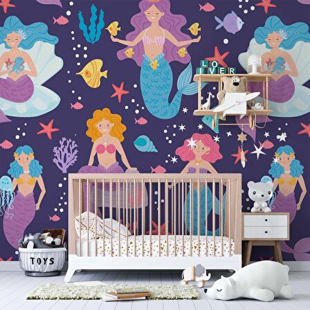 Deniz Kızı Temalı Çocuk Odası Duvar Kağıdı Baskı