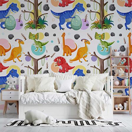 Dinazor Desenli Çocuk Oyun Odası Duvar Kağıdı Baskı