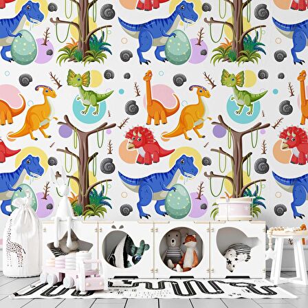 Dinazor Desenli Çocuk Oyun Odası Duvar Kağıdı Baskı