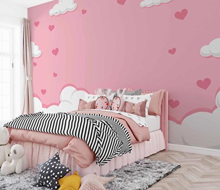 Bulut Temalı Çocuk Odası Duvar Kağıdı Baskı