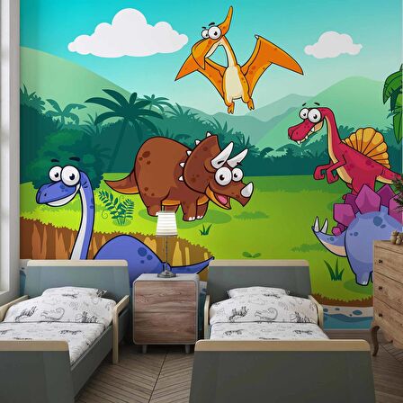Dinozor Desenli Duvar Kağıdı Baskı