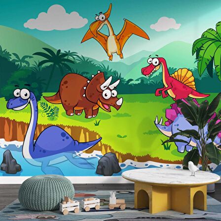 Dinozor Desenli Duvar Kağıdı Baskı