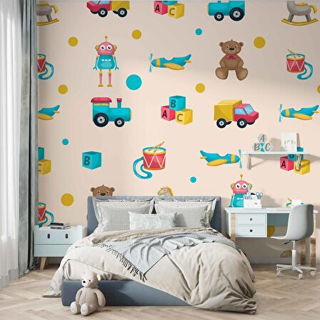 Oyuncak Temalı Çocuk Odası Duvar KağıdıBaskı