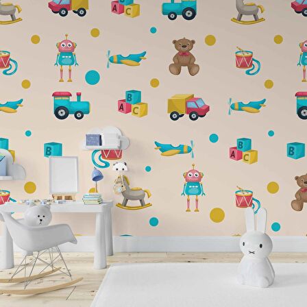 Oyuncak Temalı Çocuk Odası Duvar KağıdıBaskı