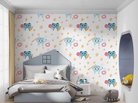 Diş Temalı Çocuk Odası Duvar Kağıdı Baskı