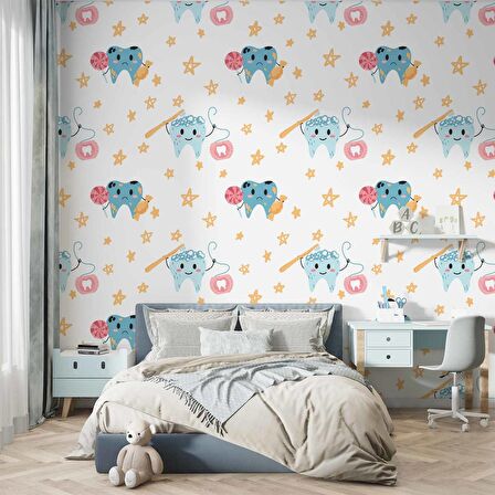 Diş Temalı Çocuk Odası Duvar Kağıdı Baskı