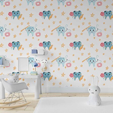 Diş Temalı Çocuk Odası Duvar Kağıdı Baskı