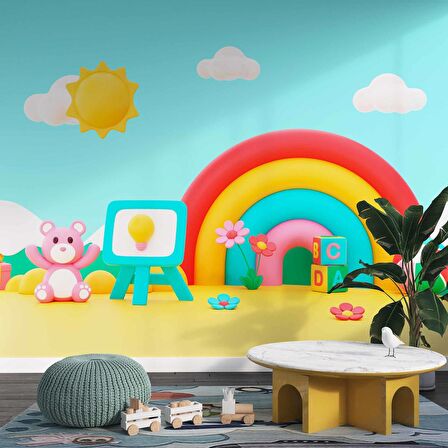 Gökkuşağı Temalı Çocuk Odası Duvar Kağıdı Baskı