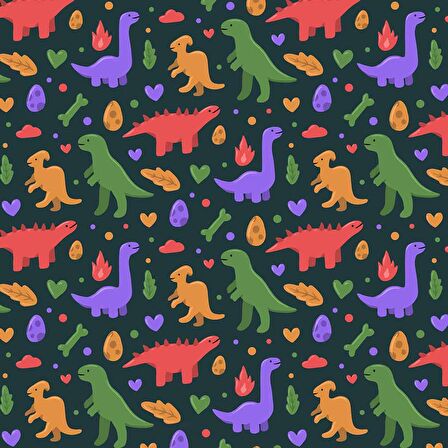 Renkli Dinozor Desenli Çocuk Odası Duvar Kağıdı Baskı