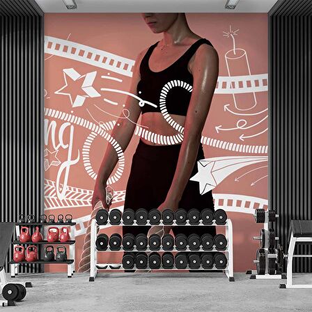 Güçlü Kadın Temalı Spor Salonu Duvar Kağıdı Baskı