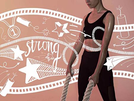 Güçlü Kadın Temalı Spor Salonu Duvar Kağıdı Baskı