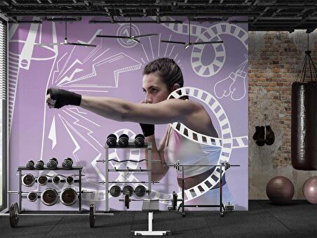 Dövüşçü Kadın Spor Salonu Duvar Kağıdı Baskı