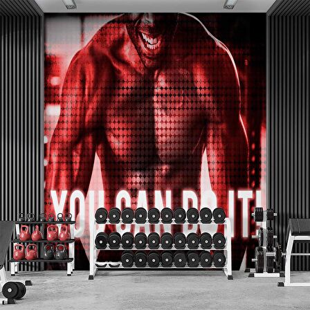 Kaslı-Yazılı Spor Salonu Duvar Kağıdı Baskı