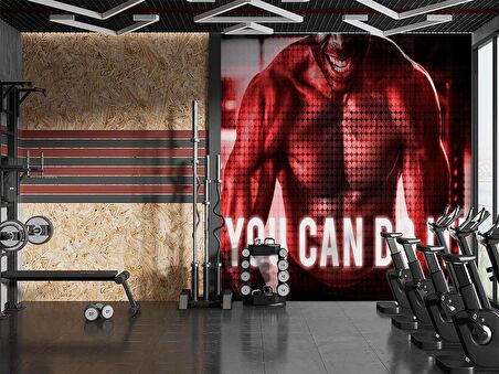 Kaslı-Yazılı Spor Salonu Duvar Kağıdı Baskı