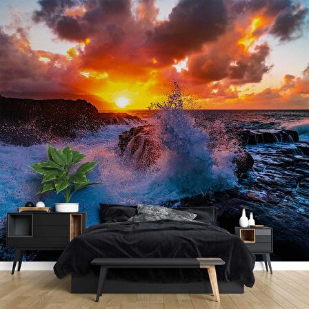 Gündoğumu Deniz Manzaralı Duvar Kağıdı Baskı