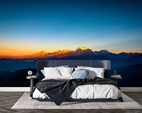 Dağ Manzaralı Gündoğumu Duvar Kağıdı Baskı