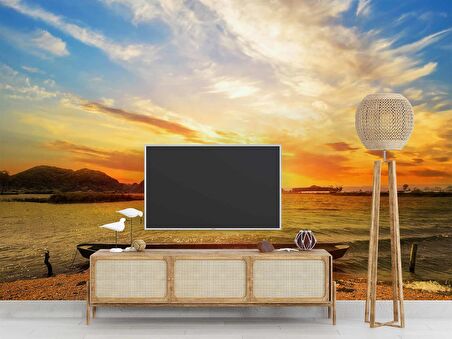 Sandal Deniz Manzaralı Gündoğumu Duvar Kağıdı Baskı