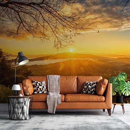 Dağ Manzaralı Gündoğumu Duvar Kağıdı Baskı