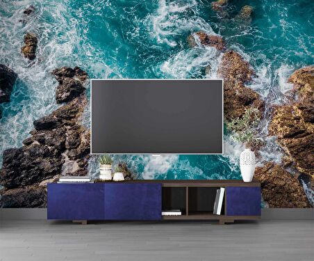 Deniz Kayalık Manzaralı Duvar Kağıdı Baskı