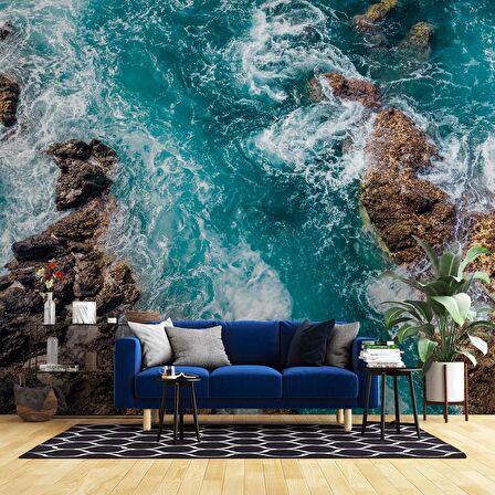 Deniz Kayalık Manzaralı Duvar Kağıdı Baskı