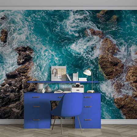 Deniz Kayalık Manzaralı Duvar Kağıdı Baskı