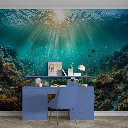 Su Altı Balıklı Duvar Kağıdı Baskı