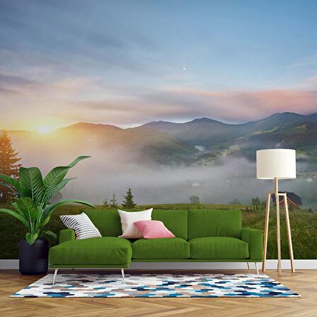 Dağ Bulut Gündoğumu Manzaralı Duvar Kağıdı Baskı