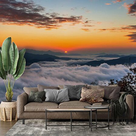 Bulut Günbatımı Manzaralı Duvar Kağıdı Baskı