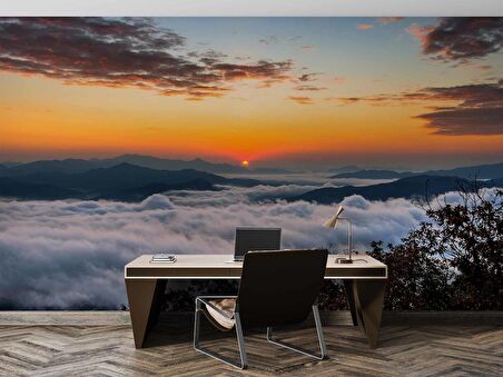 Bulut Günbatımı Manzaralı Duvar Kağıdı Baskı