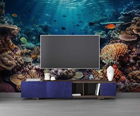 Su Altı Yemek Odası Duvar Kağıdı Baskı