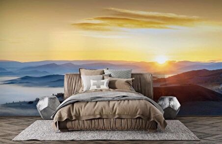 Dağ Gündoğumu Manzaralı Duvar Kağıdı Baskı