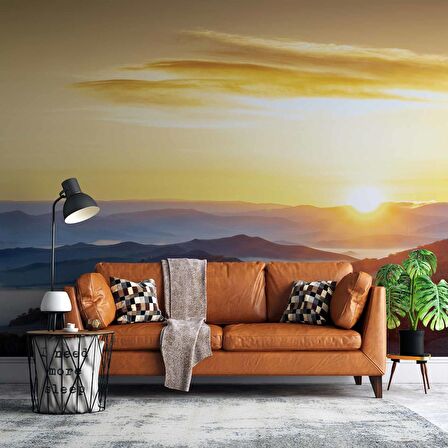 Dağ Gündoğumu Manzaralı Duvar Kağıdı Baskı