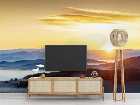 Dağ Gündoğumu Manzaralı Duvar Kağıdı Baskı