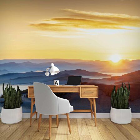 Dağ Gündoğumu Manzaralı Duvar Kağıdı Baskı