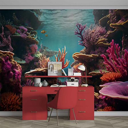 Su Altı Manzaralı Duvar Kağıdı Baskı