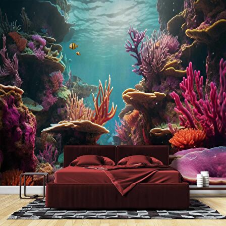 Su Altı Manzaralı Duvar Kağıdı Baskı