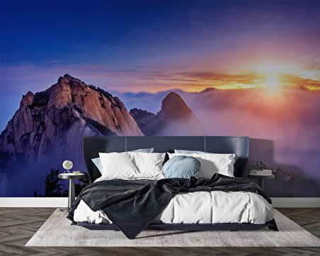 Dağ Bulut Gündoğumu Manzaralı Duvar Kağıdı Baskı
