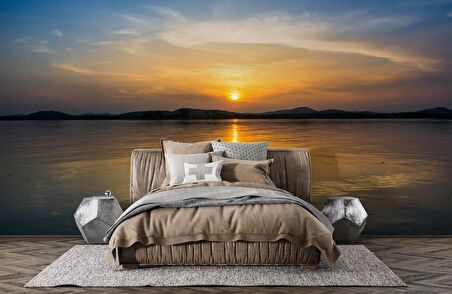 Denizde Gündoğumu Manzaralı Duvar Kağıdı Baskı